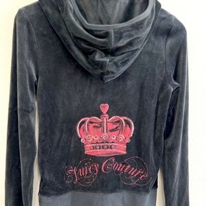 Juicy Couture Velour Zip Up Hoodie - Medium- Gray & Pink